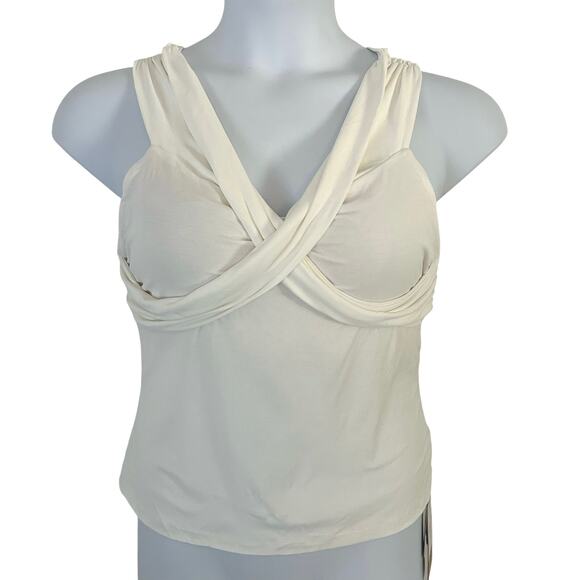 OGL Women's Criss Cross Off Shoulder Slim New Airy Brami Top Pure White XL New - Picture 2 of 9